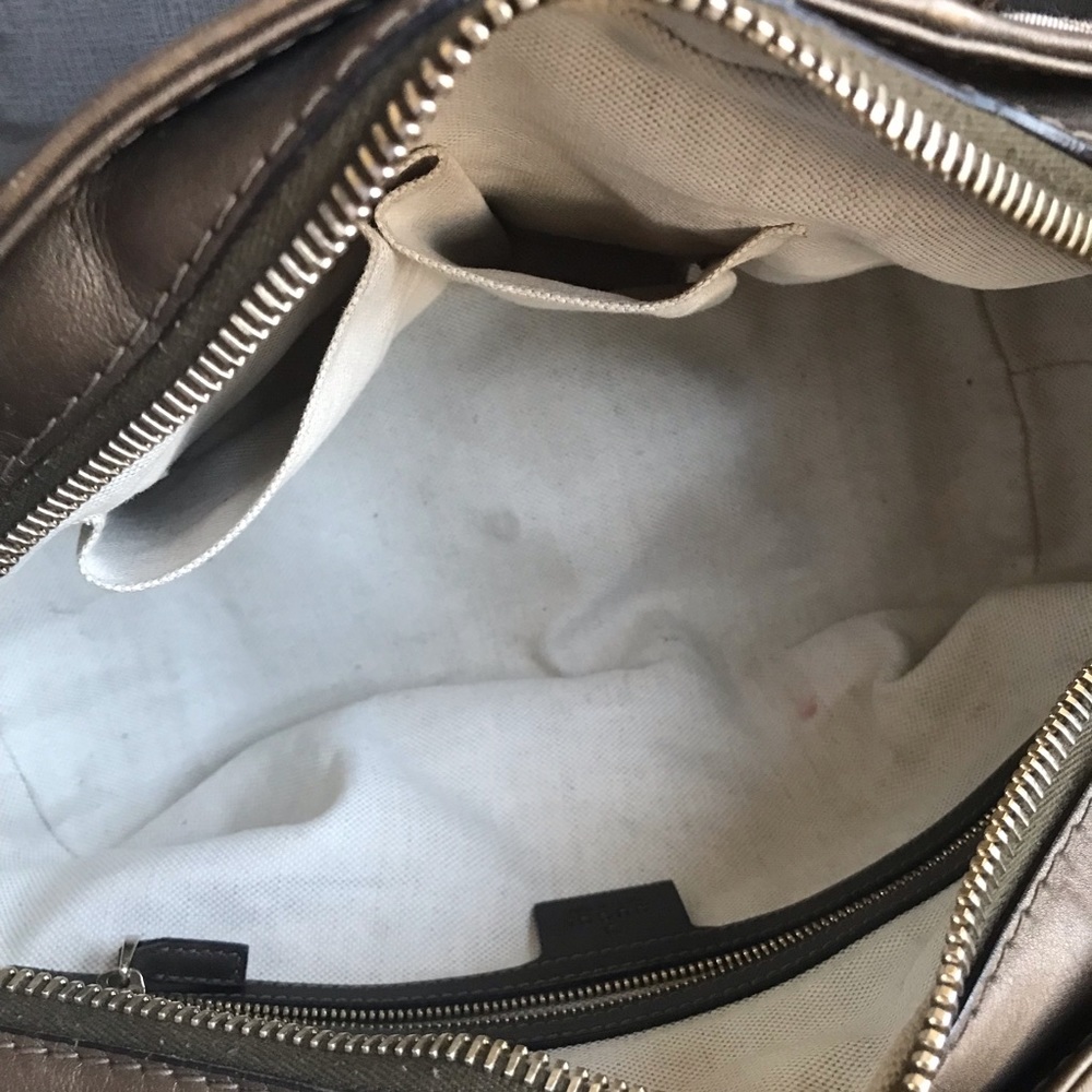 GUCCI Beige Metallic GG Canvas Heart-Bit Top Handle Bag - Picture 3 of 16